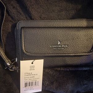London Fog Black Pebble Wristlet Wallet